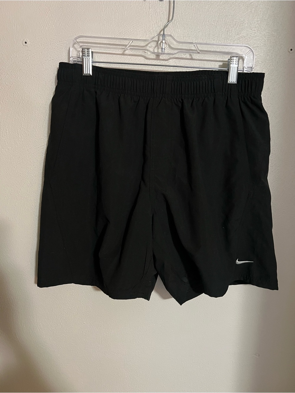 NIKE *Vintage* Y2K Classic Embroidered Logo Swim Trunks Black White Men's Sz M
